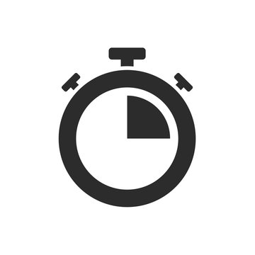 Isolated stopwatch icon quarter past on a white background