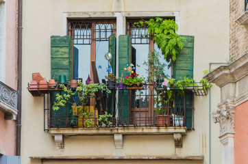 Fototapeta na wymiar The best windows in the beautiful city of Venice