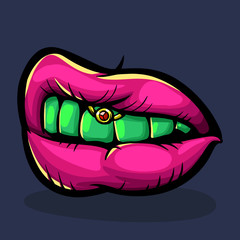 Sexy Lips With Piercing 