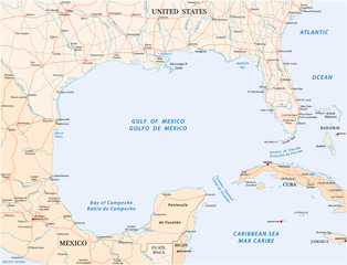 gulf of mexico road vector map
