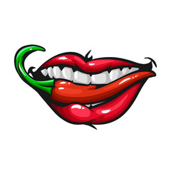 Woman lips with pepper