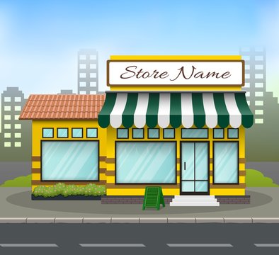 Yellow and green store building background