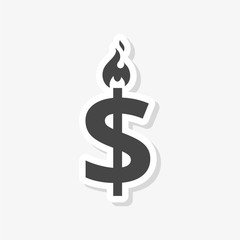 Dollar on fire sticker, Money On Fire icon, sign, logo 