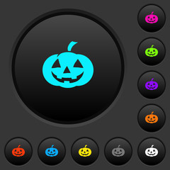 Halloween pumpkin dark push buttons with color icons