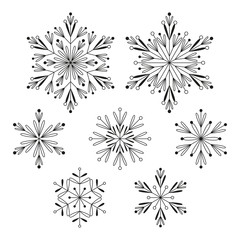 Set of Christmas snowflakes isolated on white