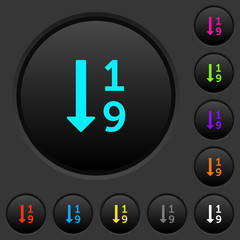 Ascending numbered list dark push buttons with color icons