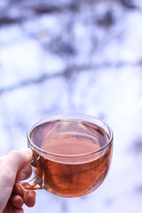 Hot morning tea. Perfect Morning. Nice day.