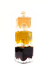 Stack of Balsamic Vinegar, Balsamic Bianco and Olive Oil Bottles