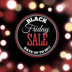 Fototapeta na wymiar Black Friday Sale poster in realistic style include background with lights