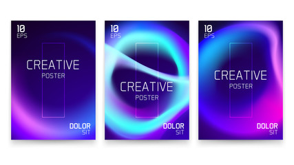 Abstract Vivid Colorful A4 Posters Set. Trendy Fluid Gradient