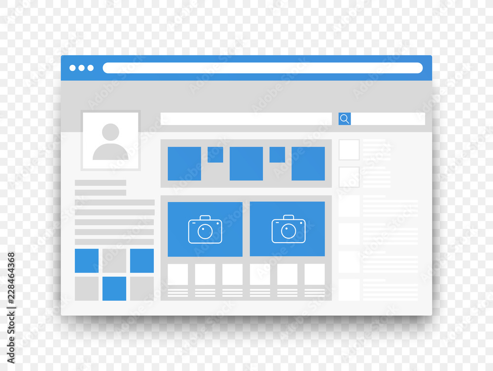 Poster Social network page interface ui concept isolated on transperant alpha background.