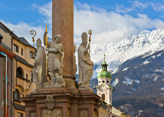 Fototapeta premium Our Lady statue at old town in Innsbruck Austria