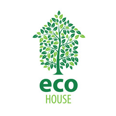 Eco house sign. Vector illustration on white background