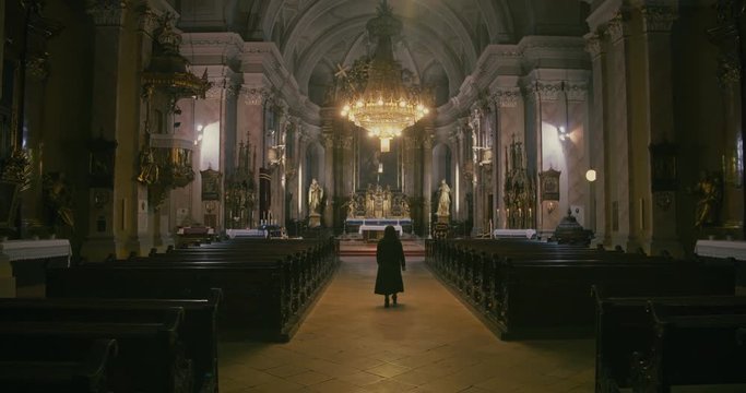 Interior of Saint George's Cathedral, Timisoara, Romania - religion architecture background. 