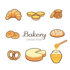 Hand drawn bakery product and dessert collection
