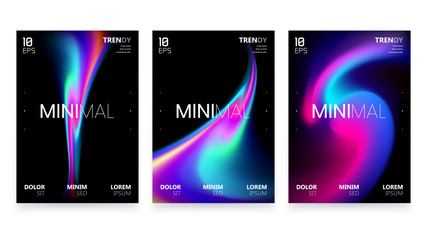 Abstract Vivid Colorful A4 Posters Set. Trendy Fluid Gradient