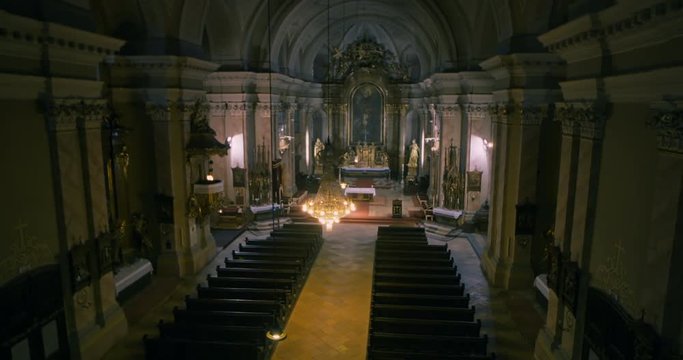 Interior of Saint George's Cathedral, Timisoara, Romania - religion architecture background. 
