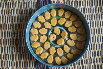 Preparing the cookies for Hari raya celebration or eid festival