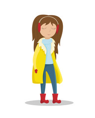Obraz na płótnie Canvas Girl in a yellow winter coat. Flat winter vector illustration.
