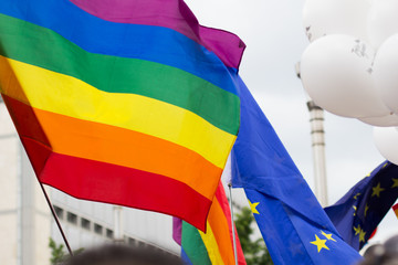 Rainbow and European Union Flag