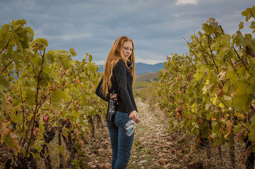Vignes automne femme