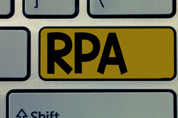 Handwriting text Rpa. Concept meaning The use of software with artificial intelligence to do basic task.