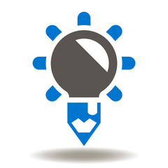 Light bulb pencil icon vector. Education Logo. Creative development illustration. Idea Innovation Designing Symbol.