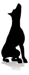 A detailed animal silhouette of a pet dog
