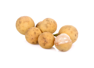 bunch of fresh Long Kong fruit on white background