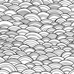 Vector abstract black and white background. Seamless hand drawn circles pattern. Background for use in design, web site, packing, textile, fabric - 228472369