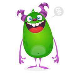 Happy cartoon monster. Vector illustration.