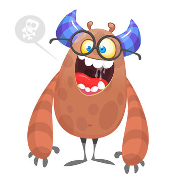 Happy cartoon monster character. Halloween vector illustration. Clipart