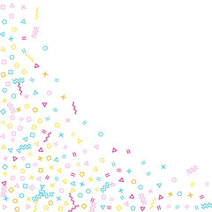 Memphis style geometric confetti vector background