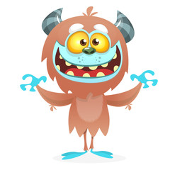 Cute cartoon monster yeti. Vector bigfoot character