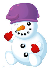 happy caartoon snowman - smiling and watching - isolated on white background - vector illustration for children