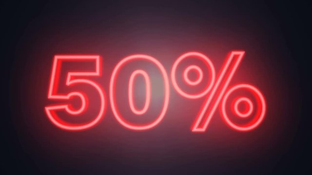 neon Black Friday writing and 50 animated discount ideal for the sales period, ideal for e-commerce