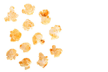 Popcorn isolated on white background with copy space for your text. Top view
