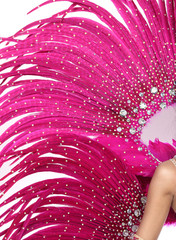 Feather Wings with colorful decorative costume sexy for dancer cabaret Show girl on isolated white...