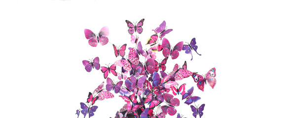 Many Butterfly decorative on headset isolated on white background