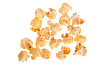 Popcorn isolated on white background. Top view