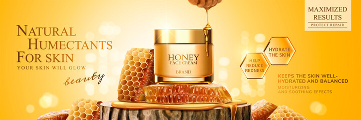 Natural honey skin care banner