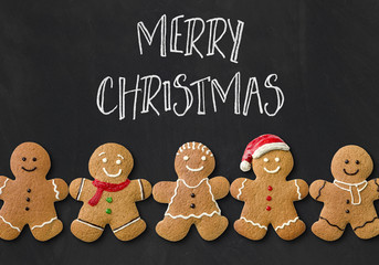 Christmas card with gingerbread men