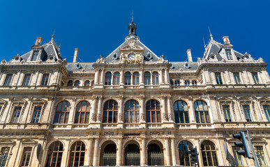 Fototapeta na wymiar The Palais de la Bourse, a historic monument in Lyon, France