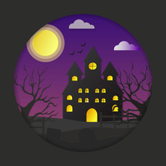 Horror Castle paper craft vector illustration