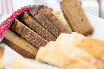 Black and white bread sliced.