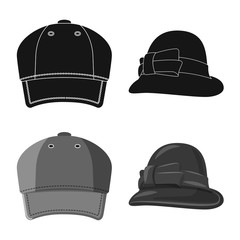 Isolated object of headgear and cap logo. Set of headgear and accessory vector icon for stock.