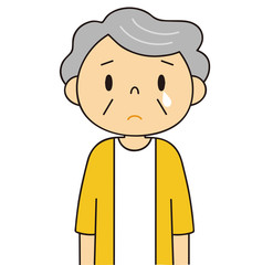 二頭身　シニア　女性　泣いているおばあちゃん