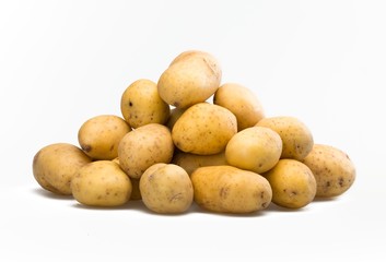 Yukon gold potatoes in a pile