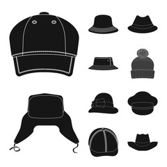 Isolated object of headgear and cap symbol. Set of headgear and accessory stock vector illustration.