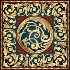 Golden ornate decorative vintage design